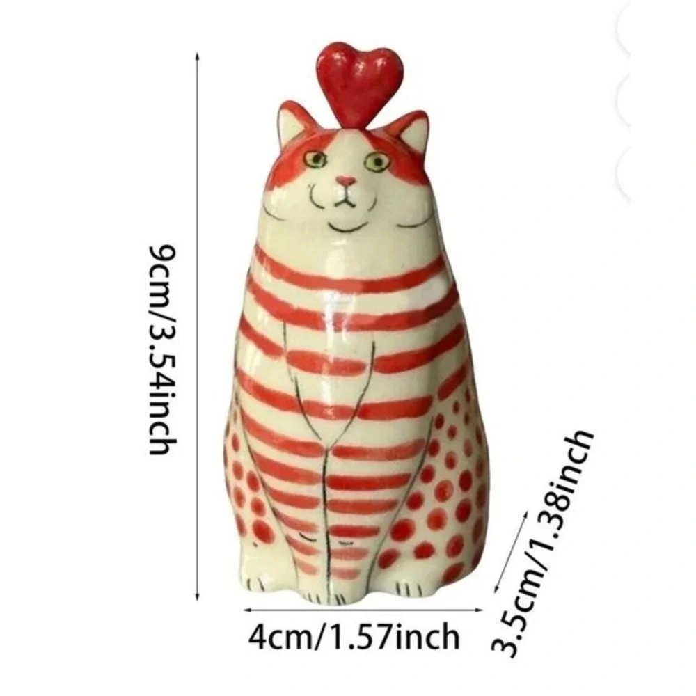 Cat‎ Vase Striped Orange New 9cm